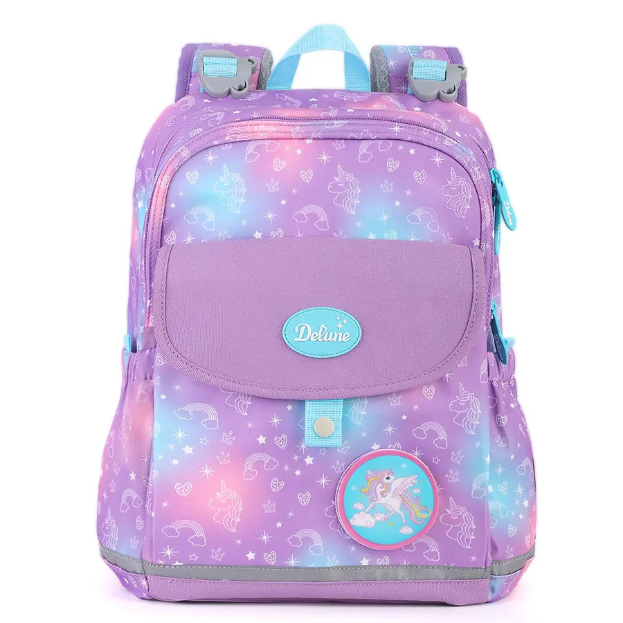 

Школьные ранцы Delune для девочек 1-4 классов, Детские ортопедические рюкзаки с мультяшным принтом единорога, сумки