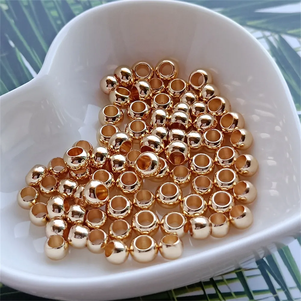 

10 PCS 14K Gold Plated Brass Large Hole Fixed Color Retaining Tire Bead Separation DIY Jewelry with Multiple Sizes of Loose Bead