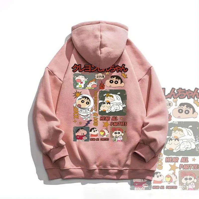 

Anime 100% Cotton Crayon Shin-Chan Cartoon Hooded Sweater Cute Trend Ins Fall and Winter New Warm Padded Top Kawaii Girl Gift