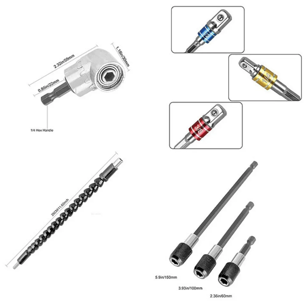 8 шт. аксессуары для электроинструмента адаптер 105 градусов 1/4 &quot3/8&quot 1/2 &quotгнездо