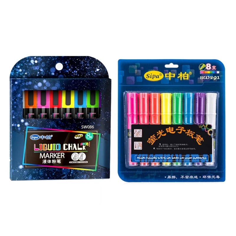 

8Pcs Liquid Chalk Marker Pens Erasable Highlighters Pen for LED Writing Board