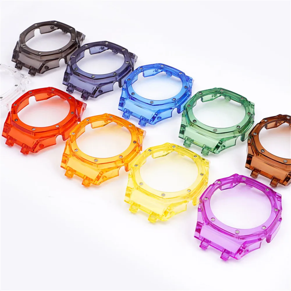 GA2100 Replacement Strap for Casio G-SHOCK GA-2100 2110 Rubber Watch Band Transparent PC Case Metal Butterfly Buckle Accessories