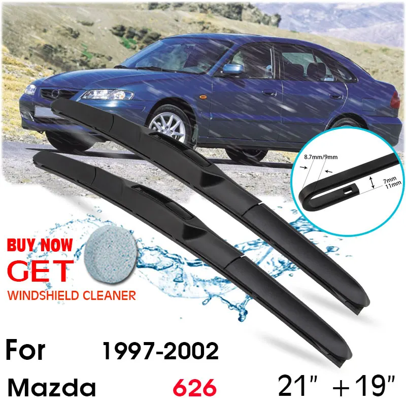

Car Wiper Blade Front Window Windshield Rubber Silicon Refill Wipers For Mazda 626 1997-2002 LHD / RHD 21"+19" Car Accessories