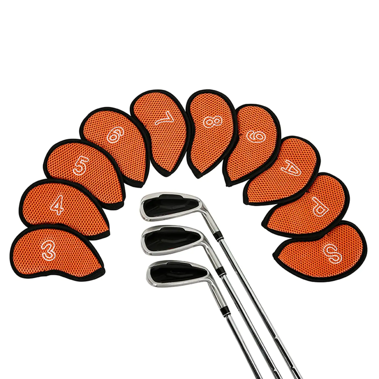 

10x Meshy Golf Iron Covers Set Golf Training Equipment Golf Club Head Covers