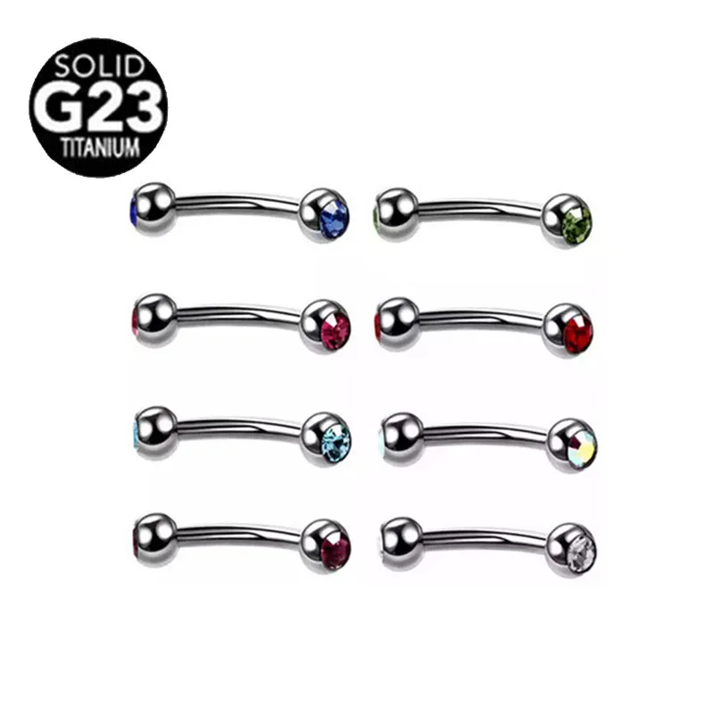 

100pcs/Lot G23 Titanium 16G Barbell Eyebrow Piercing with Crystal Twist External Thread Stud Ball 3mm Bar Length 6-12mm