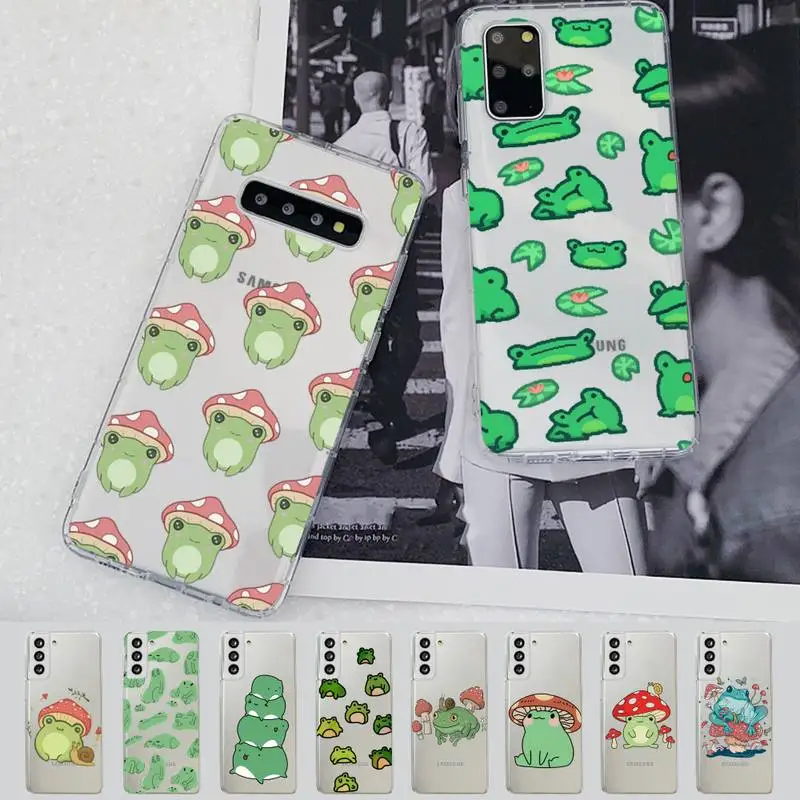 

YNDFCNB green Funny The Frog cute Phone Case for Samsung S20 S10 lite S21 plus for Redmi Note8 9pro for Huawei P20 Clear Case