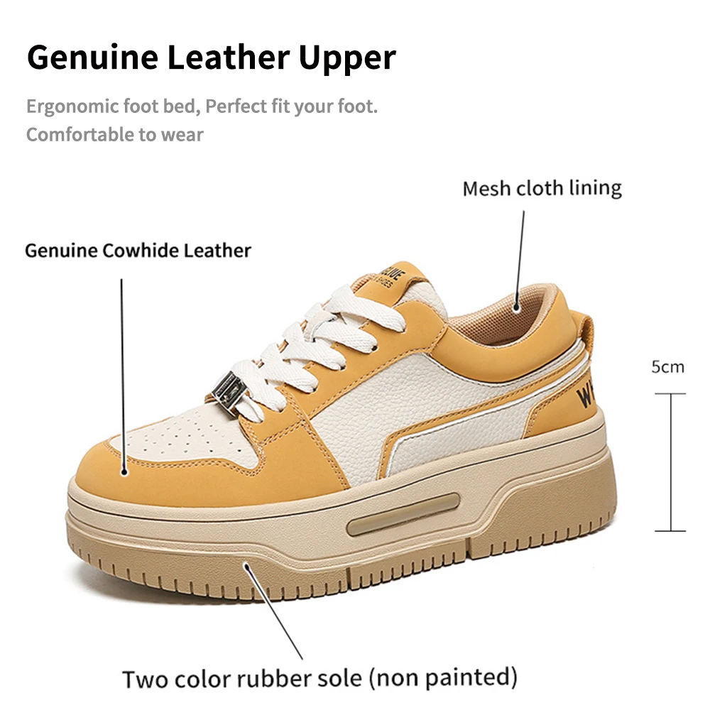 SOMILISS Women Sneakers Genuine Leather Causal Shoes Round Toe Cross Tied Platform Sole Ladies Spring Chunky Sneaker Handmade