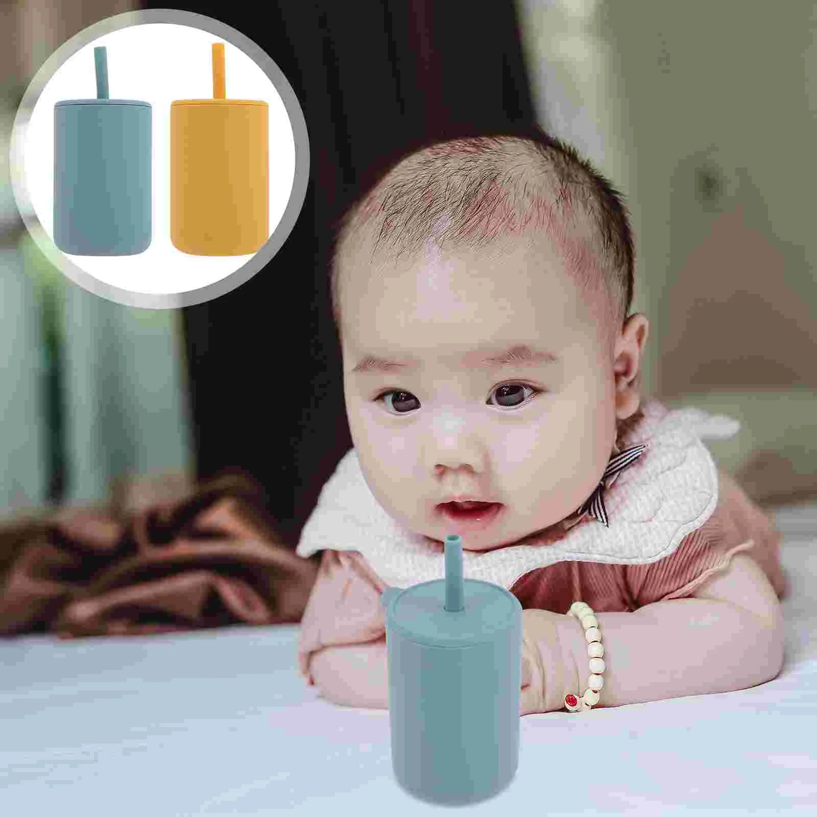 

2pcs Silicone Sippy Cups Baby Sippy Cups with Straw Silicone Toddler Cups