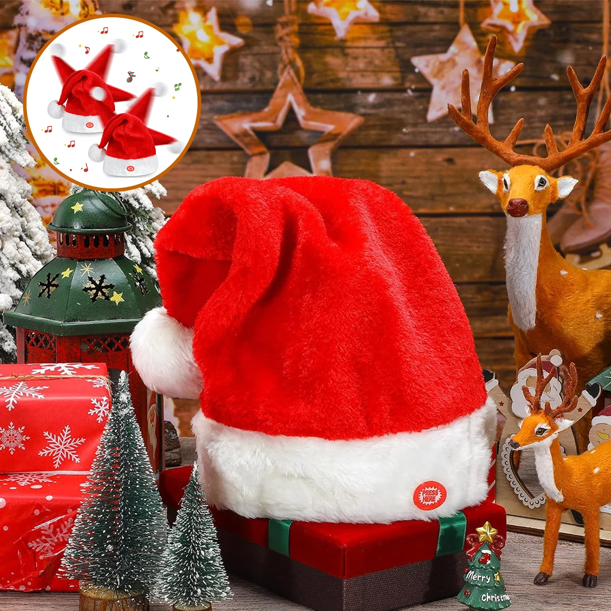 

Рождественская музыкальная шапка-качели, плюшевый Санта-Клаус, аксессуары для детей и взрослых, Рождественская шапка, праздничный подарок, рождественские товары 2024