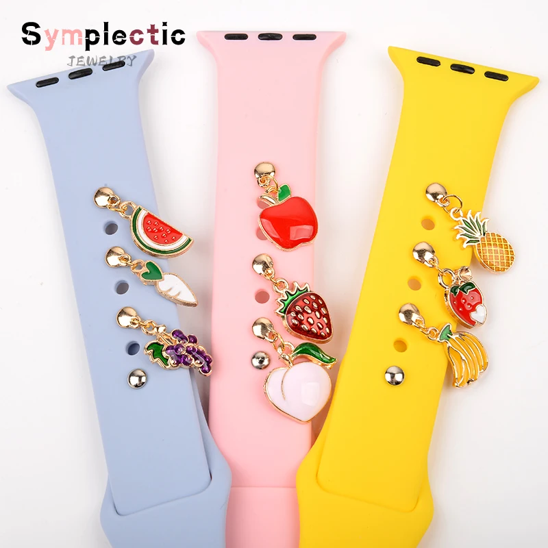 

Alloy Fruit Grape Strawberry Pendant For Apple Watch Band 40mm 44mm 41mm 38mm 42mm Watchband for iWatch Serie 3 4 5 6 se 7 Band