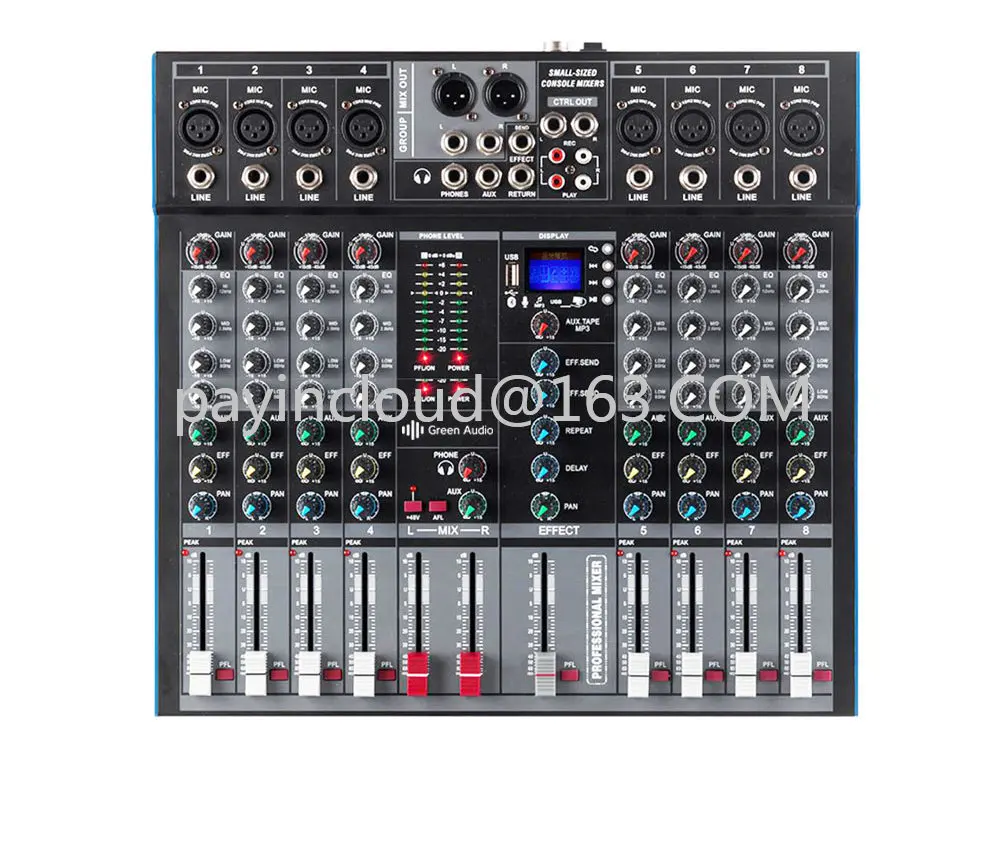 

GAX-ET8 Professional 8 Channel BT Audio Mixer USB High Bass Mixing Console MP3 Karaoke Amplifier DJ Equipment