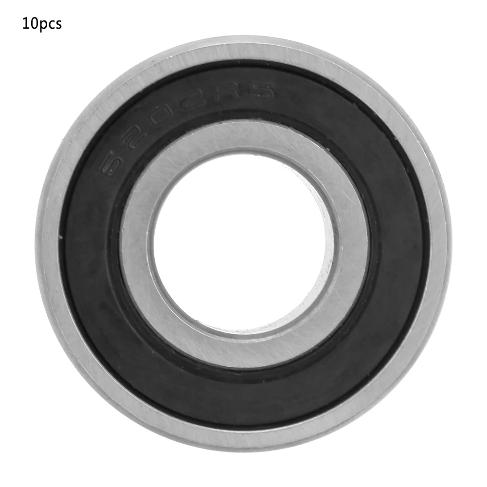 10Pcs 6202-RS Black Bearing Steel Deep Groove Ball Bearing 15mm 6202-rs