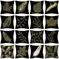 45x45cm nordic ins black golden leaves pillow cases sofa home decorative custom polyester short plush throw waist cushion cover