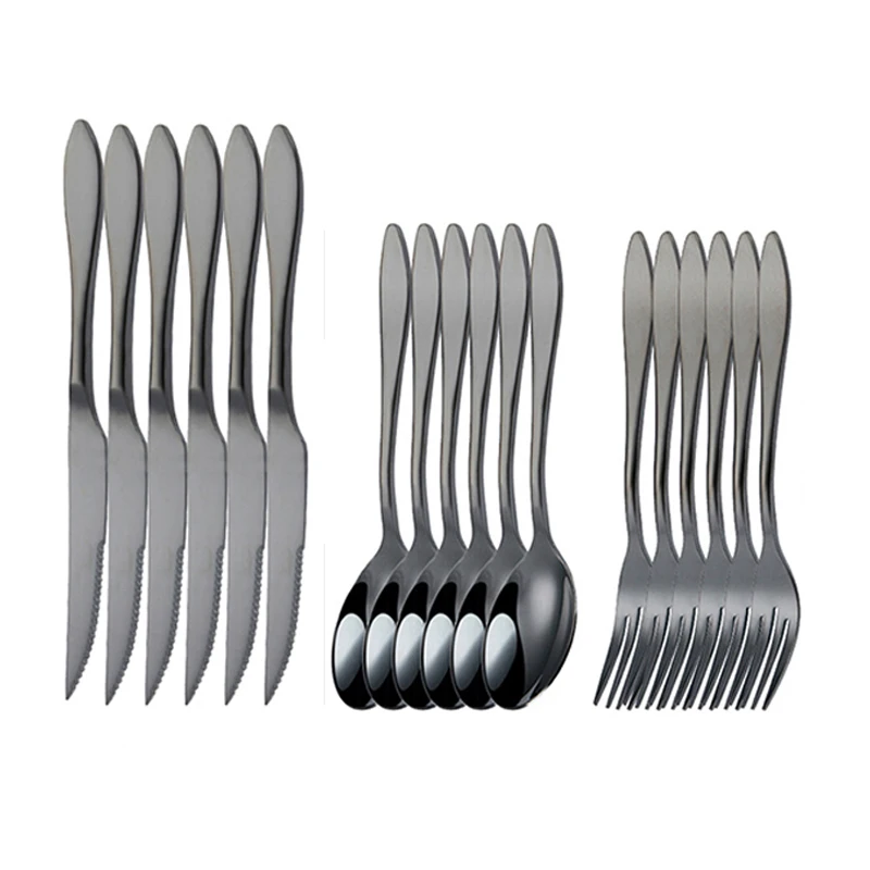 

18 Pcs Full Dinner Set Complete Stainless Steel Cutlery Tableware Service Luxury Dining Tables Set Dinnerware Set Dropshipping