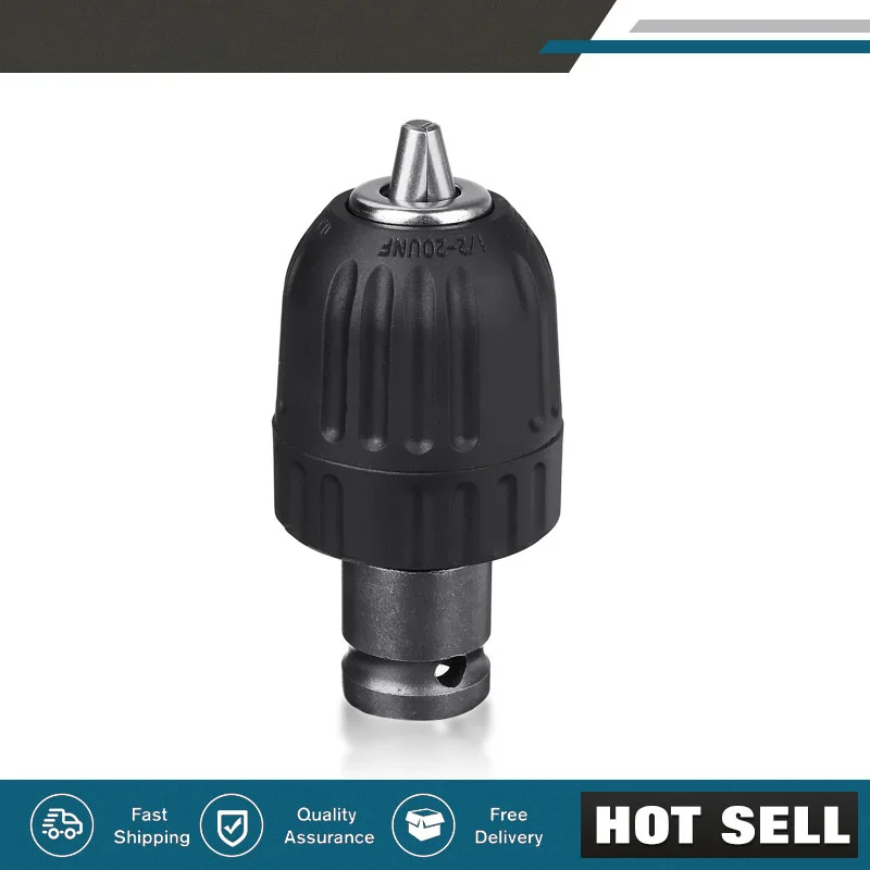 

Metal Steel 1/2&quot 12.5mm 10mm Drill Chucks Adapter Self-locking Head Iron Chuck Electric Wrench Accessories Black