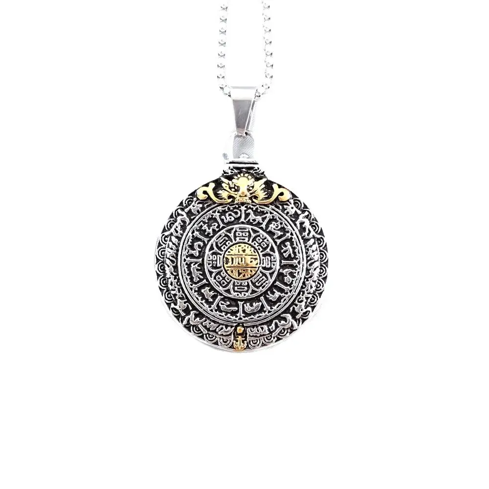 

Античный таинственный волшебный круг Ретро амулет девять подвесок Зодиак из нержавеющей стали для мужчин и женщин ожерелье Панк подвеска ц...