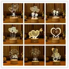Подарок на день Святого Валентина, 3D лампа для любви, акриловый медведь, роза, светодиодный ночсветильник, детский подарок на день рождения, кролик, пасхальное украшение, свадебное украшение