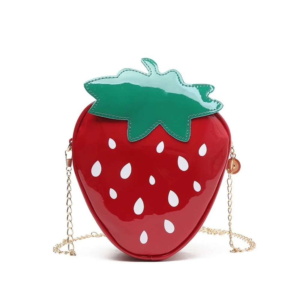 

Women Shoulder Bag Strawberry Shape Designer Bag New Fashion Pu Leather Chain Crossbody Bag Girls Cute Fruit Purses and Handbag