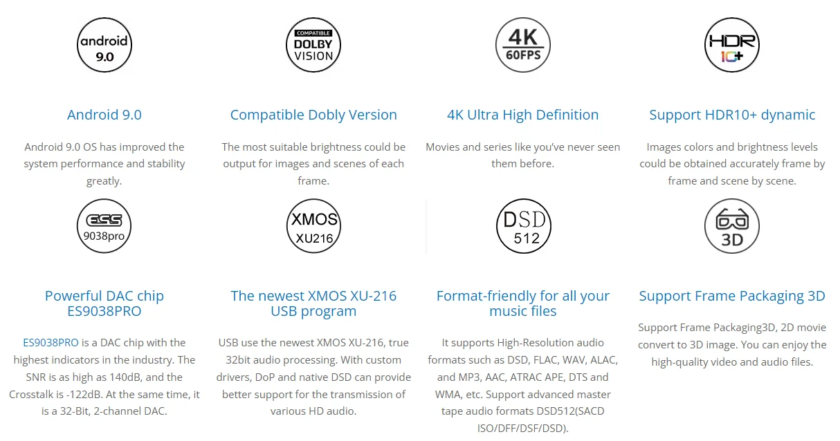 ТВ-приставка Android 9.0 для HDR10 + Dloby атмосферs DTS:X телеприставка 4K Ultra HD потоковые