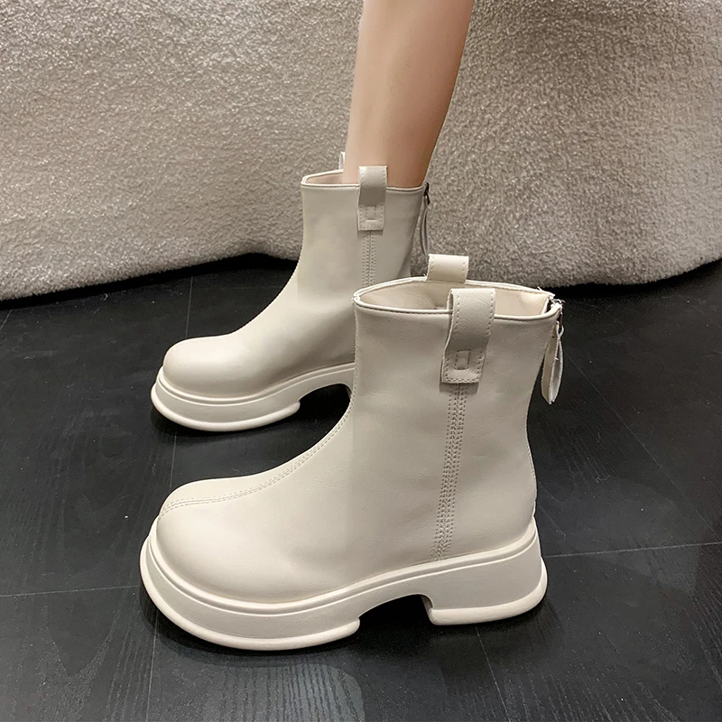 

Ботинки Lolita роскошные дизайнерские ботинки на молнии с круглым носком на плоской подошве-Женские Модные ботильоны на средней резиновой под...