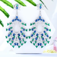 soramoore new luxury charm green cz crystal big earrings women girl banquet daily anniversary jewelry accessories high quality