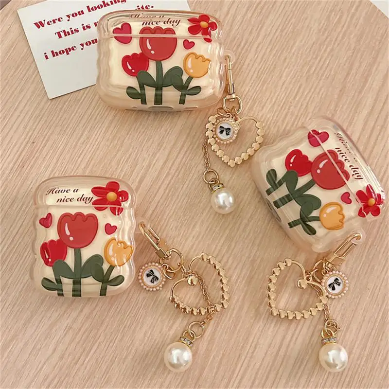 

Painting Wireless Earphone Case Health And Environmental Protection Portable Audio And Video Equipment Tulip Wavy