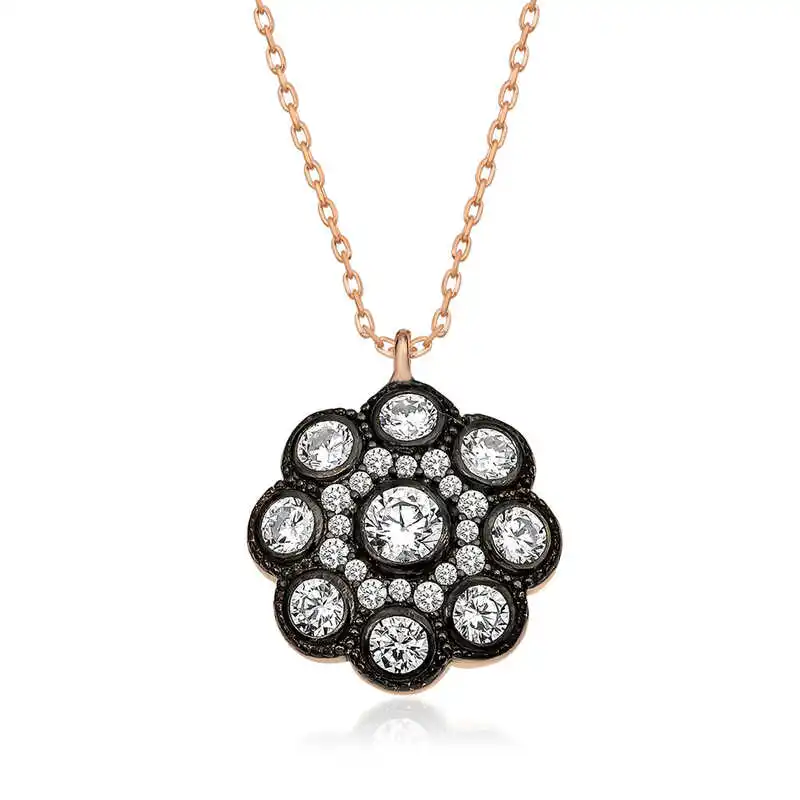 

Tevuli 925 Sterling Silver Diamond Montür Flower Lady Necklace