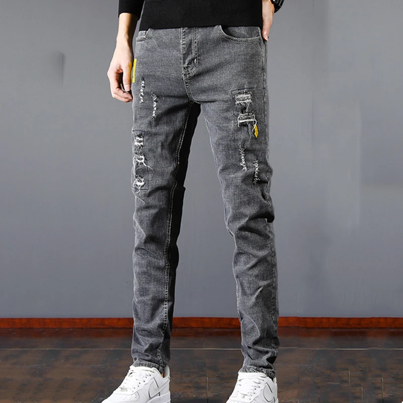 Мужские эластичные брюки тонкие облегающие джинсы Новинка для весны и лета 2022 |