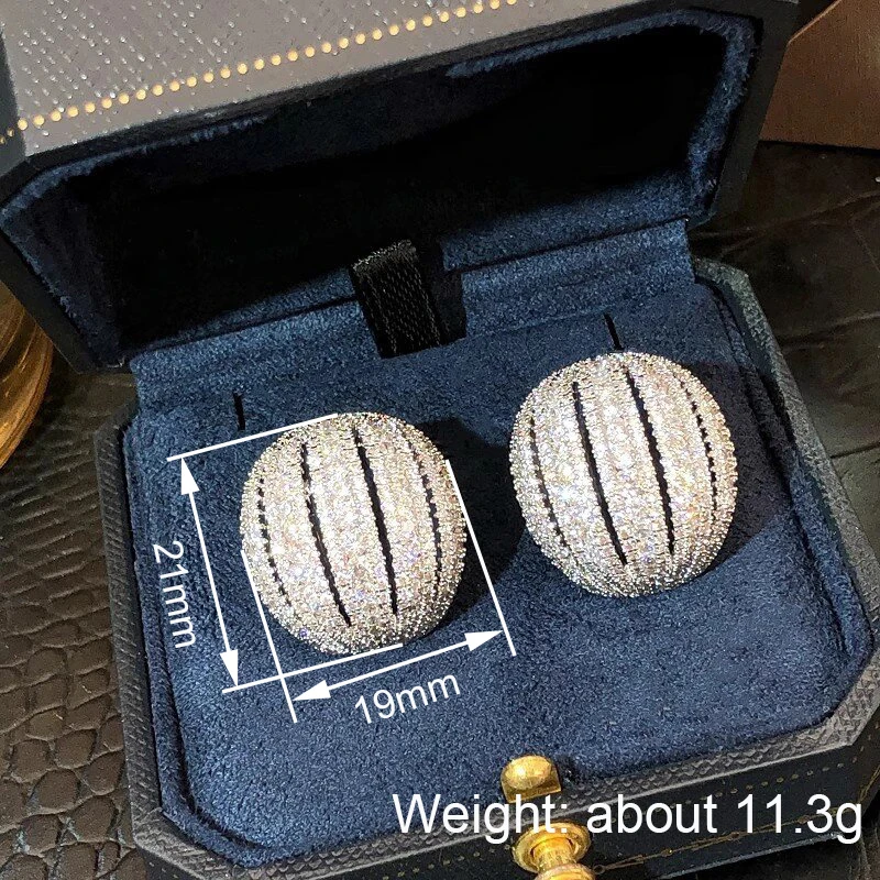 Серьги-гвоздики Huitan Sparkling Half Ball с кубическим цирконием, модные универсальные серьги-гвоздики овальной формы, эффектные украшения для женщин (art.: 3920dc1fbf148) - 3920dc1fbf148