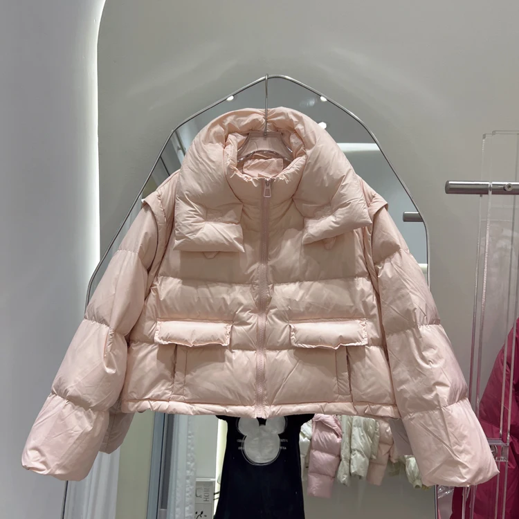 

Женский пуховик с капюшоном, повседневное свободное теплое пальто на белом утином пуху с длинным рукавом, модель L297 в Корейском стиле на осень и зиму, 2023