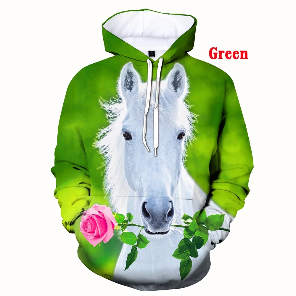Autumn Fashion Animal Horse 3D Printed Hoodies Men Women Casual Sweaters Cartoon Streetwear Long Sleeve Sport Pullover