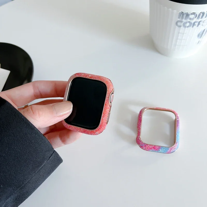 Bling Diamond Cover для Apple Watch Case 45 мм 41 44 40 49 Цветной твердый корпус IWatch Series 10 9 8 7 SE 6 5 4