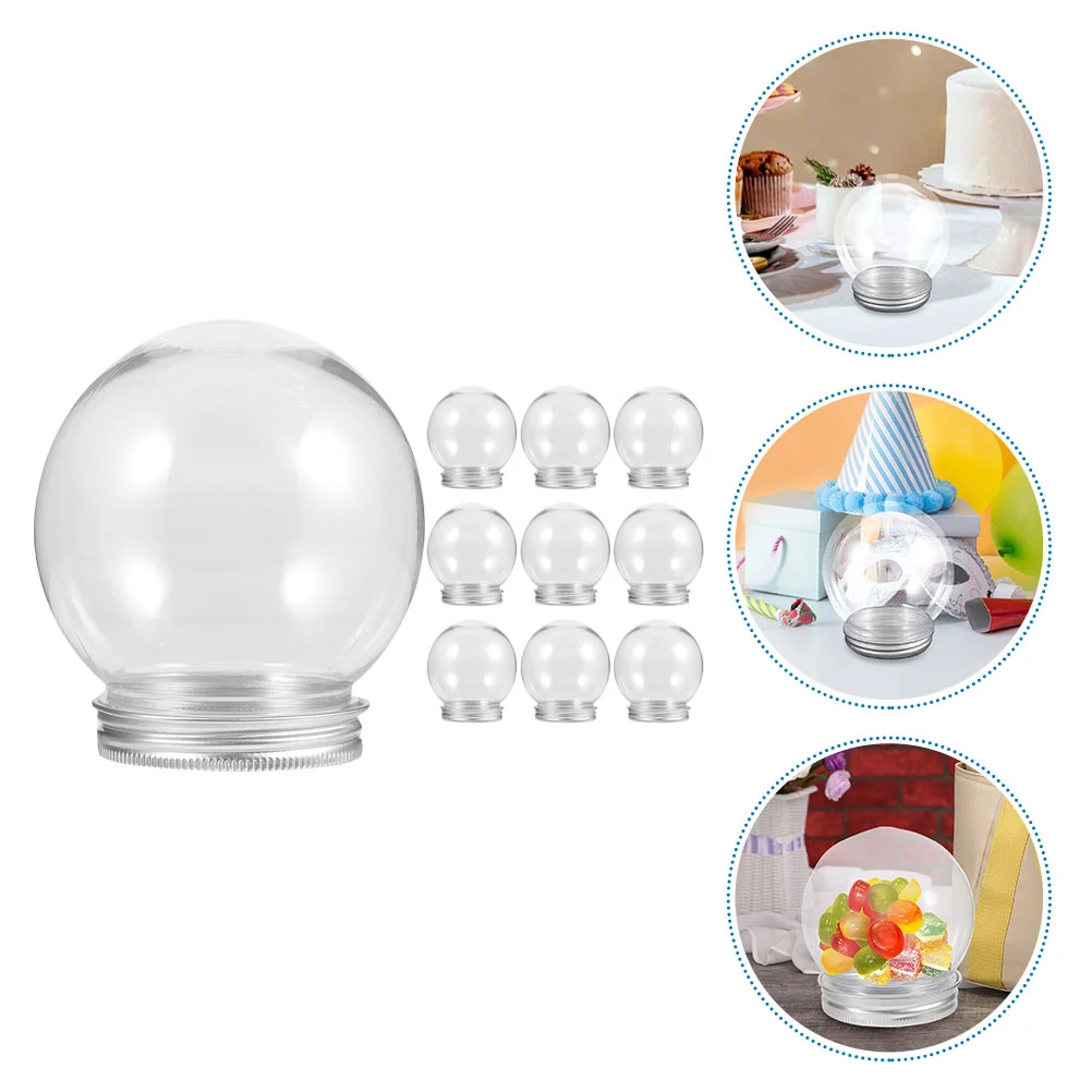 

10pcs Small Snow Globe Plastic Clear Globes with Screw Off Caps Candy Balls
