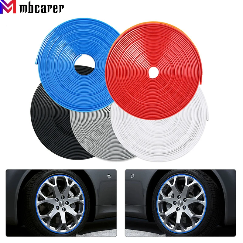 

8M/Roll Rim Blades Wheel Rims Protector Decor Strip Rubber Moulding Trim Rimblades Car Vehicle Color Tire Guard Line Car Styling