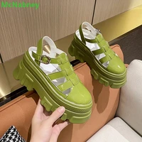 thick sole solid platform sandalias 2022 new comfortable pumps for women hollow slingback ankle buckle strap summer female shoes
