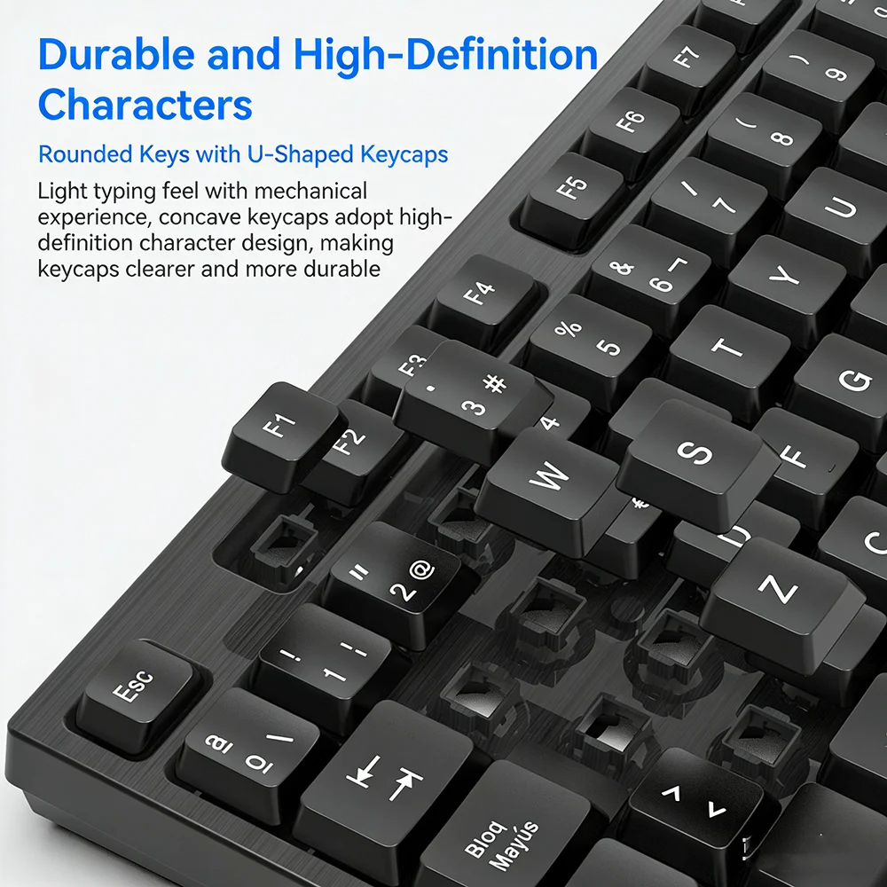 Фото Проводная USB-клавиатура KEBIDUMEI, 104 клавиши, стандартная клавиатура, офисная клавиатура, игровая клавиатура для ПК, ноутбука, Android, Windows, Mac OS №5