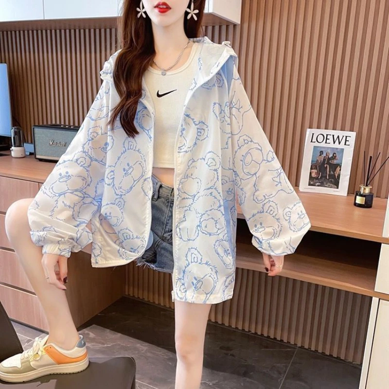 Женская одежда для защиты от солнца с принтом Летний Тонкий дышащий кардиган