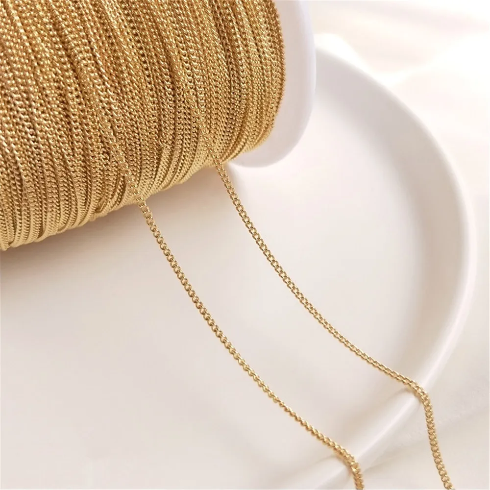 

14K Gold Filled Plated Side chain Horsewhip cross chain ear line tassel chain loose chain DIY hand for first accessories