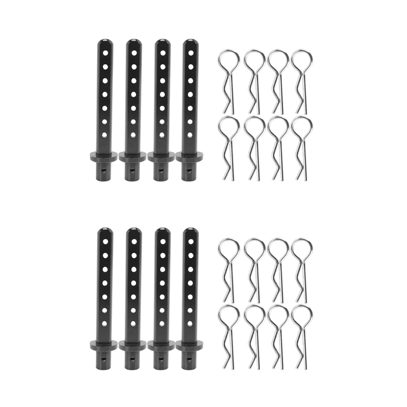 

8PCS RC Car Shell Column Mounts Metal Body Shell Post Holder For 1/10 RC Crawler Car Axial SCX10 90021 90022 90028 Black