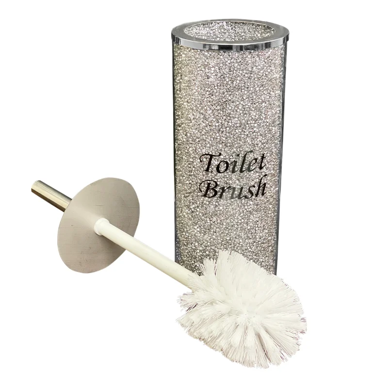 

Ambrose Exquisite Glass Toilet Brush Holder In Gift Box (Includes Brush) Silver Glass [US Stock]