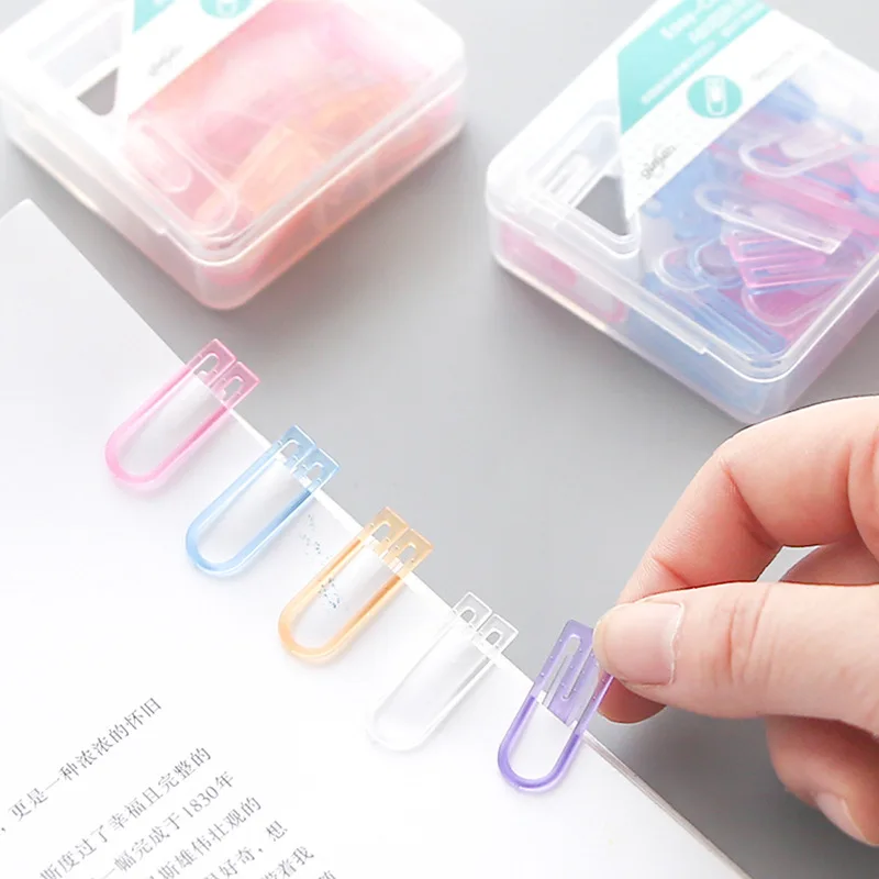 

60pcs/lot ABS Colorful Mini Paper Clips Kawaii Stationery Candy Color Clear Binder Clips Photos Tickets Notes Letter Paper Clip