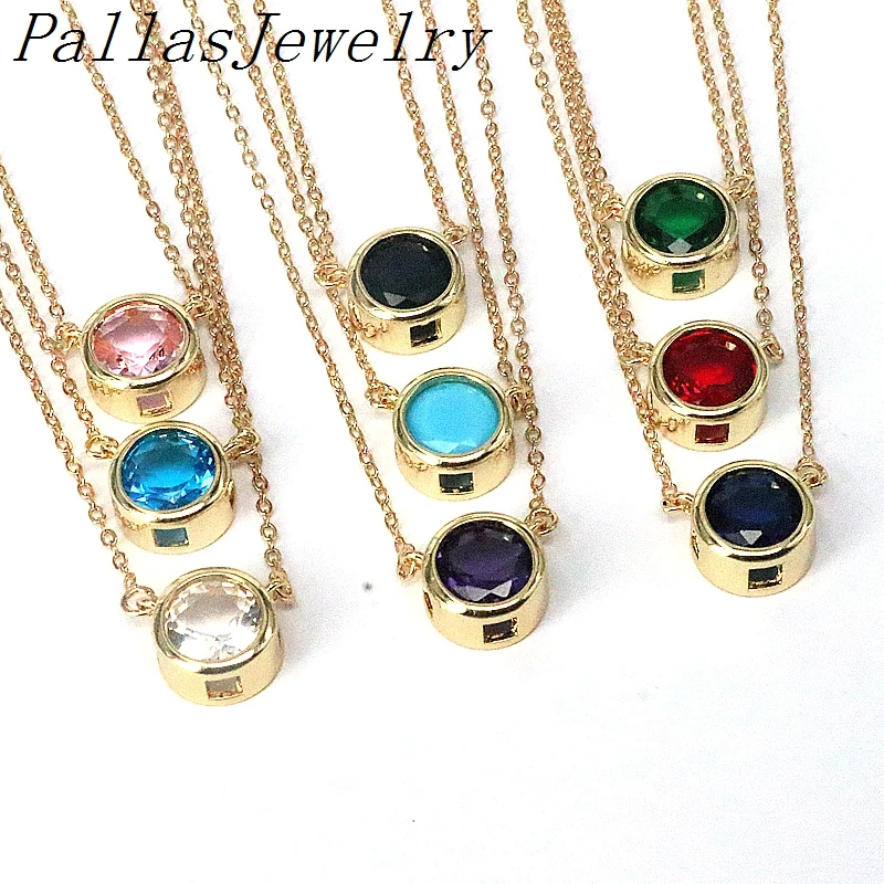 

10 шт., простые изящные позолоченные цепочки 18 К с разноцветным кристаллом и фианитом