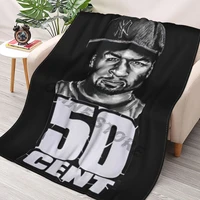 50 cent throws blankets collage flannel ultra soft warm picnic blanket bedspread on the bed
