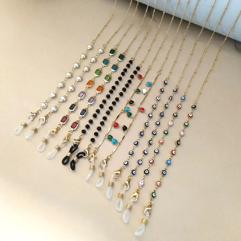 

Fashion Metal Glasses Chain for Women Evil Eyes Sunglasses Lanyard Hangs Mask Strap Pearl Eyeglasses Holder Neck Chain Jewelry