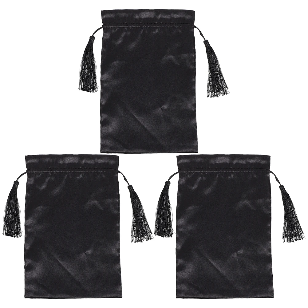 

3pcs Black Hair Extension Tool Wig Carrying Bag Packaging Pouch Storage Bag Drawstring Bag