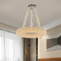 crystal halo clear chandelier round hanging chandelier lighting led living room decor circle pendant light fixture ring lustre