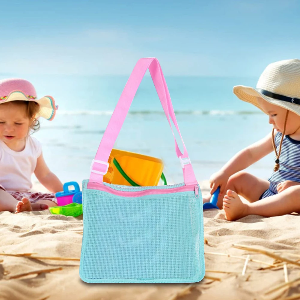 

Kids Beach Bag Foldable Portable Mesh Tote Swimming Sand Away Shell Collect Sundries Stroage Bag Suitable for Beach