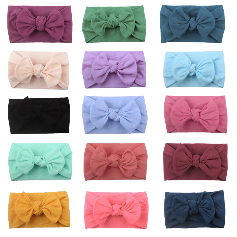 

Hot Solid Bow Baby Headbands For Girls Handmade Elastic Cotton Knot Soft Baby Headband Hairband Newborn Infant Hair Accessories