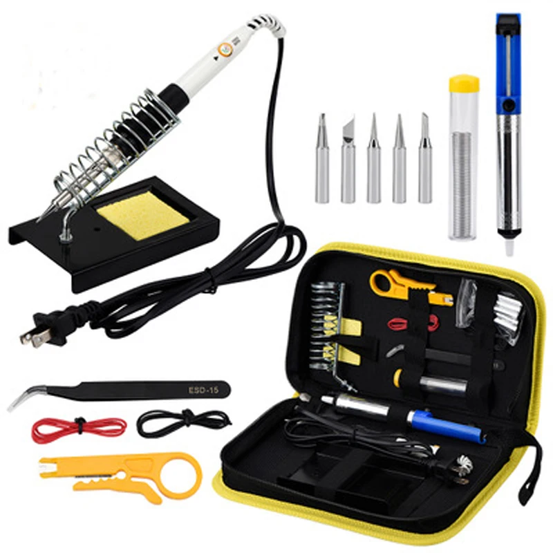 

Набор паяльников 60 Вт 110 В 220 В паяльник паяльная всасывающая подставка для паяльника 5 шт. наконечников паяльника тканевый чехол на молнии