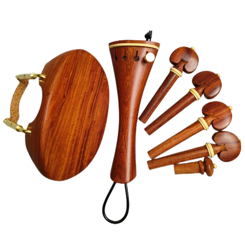 Rosewood Full Size Violin Parts Accessories Set Ready For Useing 4/4 Pegs Endpin Tailpiece Chinrest Gold Clamp enlarge